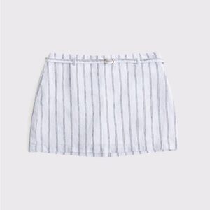 Abercrombie & Fitch White and Gray Striped Mini Skirt